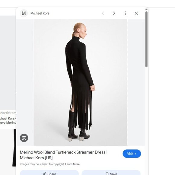 Michael Kors Collection Merino Wool Turtleneck Streamer Dress Black M NWOT - Picture 5 of 13